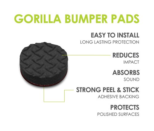 Slipstick GorillaBumperPads Premium Cabinet Door Bumpers 3/8” Round Non Slip Pads, Cabinet Stoppers, Bumpers for Drawers, Cupboards, Cutting Boards, Glass Tops, Picture Frames, 64 Gripper Dots