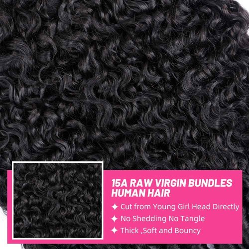 PerisModa Burmese Curly Bundles Human Hair 3C4A Raw Water Wave Quick Weave Hair Bundles with Spiral Curly Ends 100% Unprocessed 15A Virgin Kinky Curly Human Hair One Bundles Natural Black 22 Inch