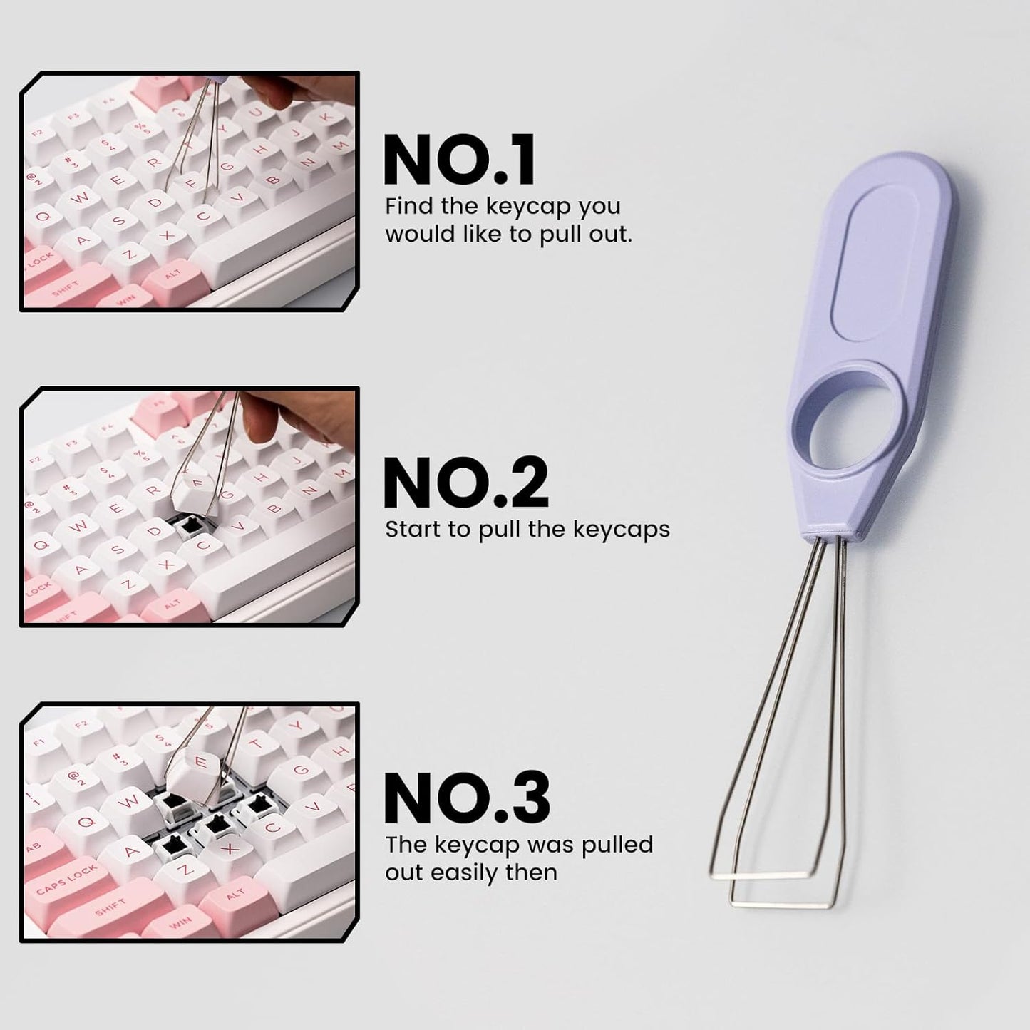 Akko Switch Puller for Mechanical Keyboard Ergonomic Keyboard Tool Durable Design Purple Made of Aluminum
