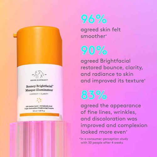 Drunk Elephant Bouncy Brightfacial - 50 ml/1.69 fl oz - Illuminating Face Mask - Clean Clinical Skincare - Cruelty-Free - Dermatologist-Tested - Free of Essential Oils, Silicones, and Fragrance