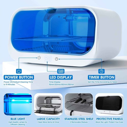 12L Autoclave Sterilizers for Esthetician, Double-layer High Temperature Nail Tool Sterilizer With Clamp, Cleaning Cabinet for Home Use, Beauty/Barber/Nail/Spa Salons Tools Use (White, 12L)