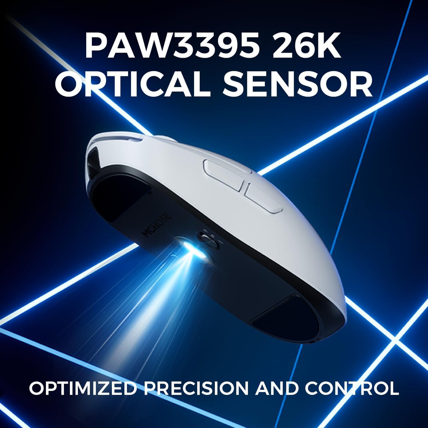 A5 ProMax Wireless Gaming Mouse, Symmetrical Design, 59 Grams, 1K Polling Rate, PAW3395 26K DPI Optical Sensor, 130 Hour Battery Life, Tri-Mode Connectivity - White