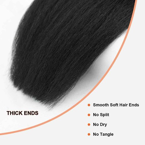 Kinky Straight Bundles Human Hair 18 20 22 Inch Yaki Straight Bundles Kinkystraight Human Hair Bundles 12A Brazilian Virgin For Black Women Black Remy Hair Extension 3 Bundles