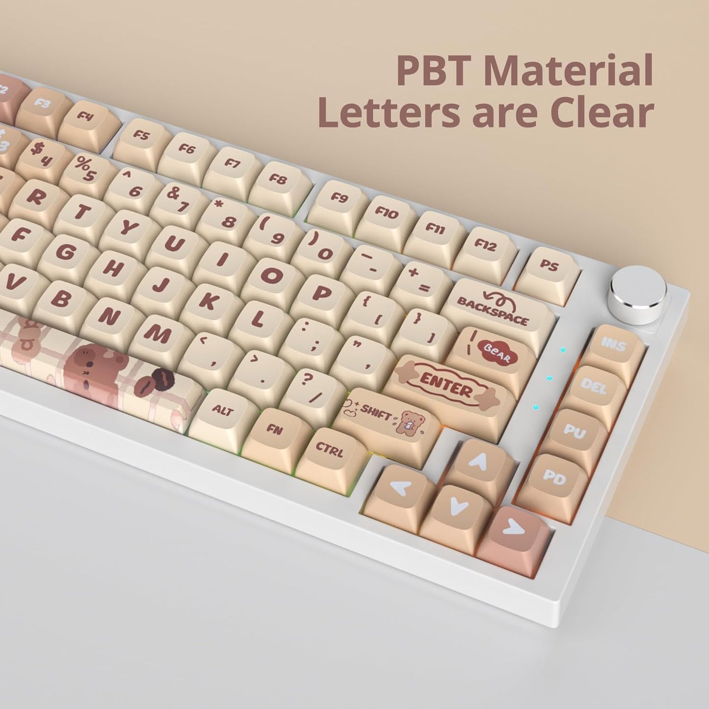 129 Keys PBT Keycaps Dye-Sublimation Keycap XDA Profile Custom Keycaps Anime Keycap Set for 60% 75% 100% MX Switches Mechanical Gaming Keyboard(Peach Cat)