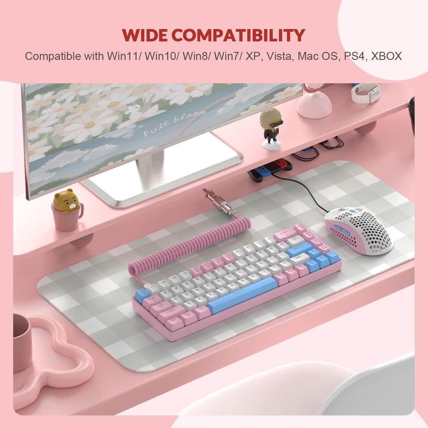 ZIYOU LANG RK-T8PR0 Wired 65% Mechanical Gaming Keyboard and Mouse Combo with RGB Backlit Anti-ghosting TKL Mini 68 Key Coiled C to A Cable Tactile Blue Switch for PS4 PS5 Xbox PC Mac Gamer(Dark Gray)