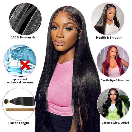 12A Brazilian Straight Bundles Human Hair 18 20 22 Inch, 100% Unprocessed Virgin Human Hair Bundles Straight, Sew In Hair Extensions Quick Weave 3 Glossy Hair Bundles, 300g/Pack Natural Black Color