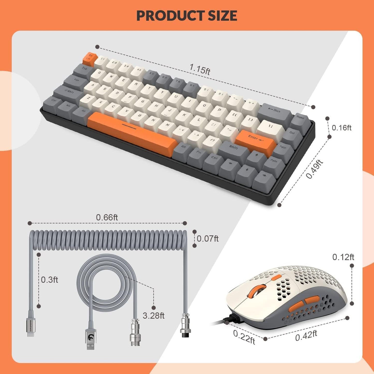 ZIYOU LANG RK-T8PR0 Wired 65% Mechanical Gaming Keyboard and Mouse Combo with RGB LED Backlit Anti-ghosting TKL Mini 68 Key Coiled C to A Cable Tactile Blue Switch for PS4 PS5 Xbox PC Mac Gamer(Green)