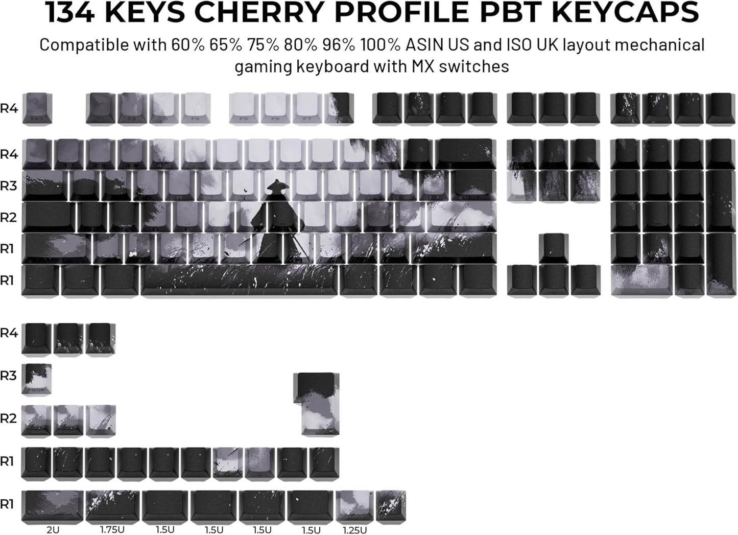 XVX Bamboo Grove Shine Through Keycaps, Double Shot PBT Keycaps, Side Printed Keyboard Caps with Dye Sublimation Full Keycap Sets Suitable for Gateron Cherry MX Switches Mechanical Keyboard