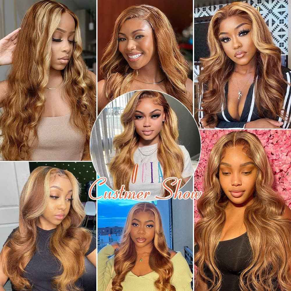 34 34 34 Inch P27/30 Body Wave Bundles 2 Tone Honey Blonde Mixed With Light Brown Bundles 8A Brazilian Virgin Remy Double Weft Color 30 Hair Extensions