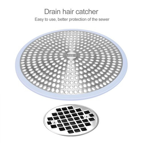 LEKEYE Shower Drain Hair Catcher | Strainer | Shower Stall Drain Cover | Bathroom Drain Protector Stainless Steel and Silicone(Light Blue)