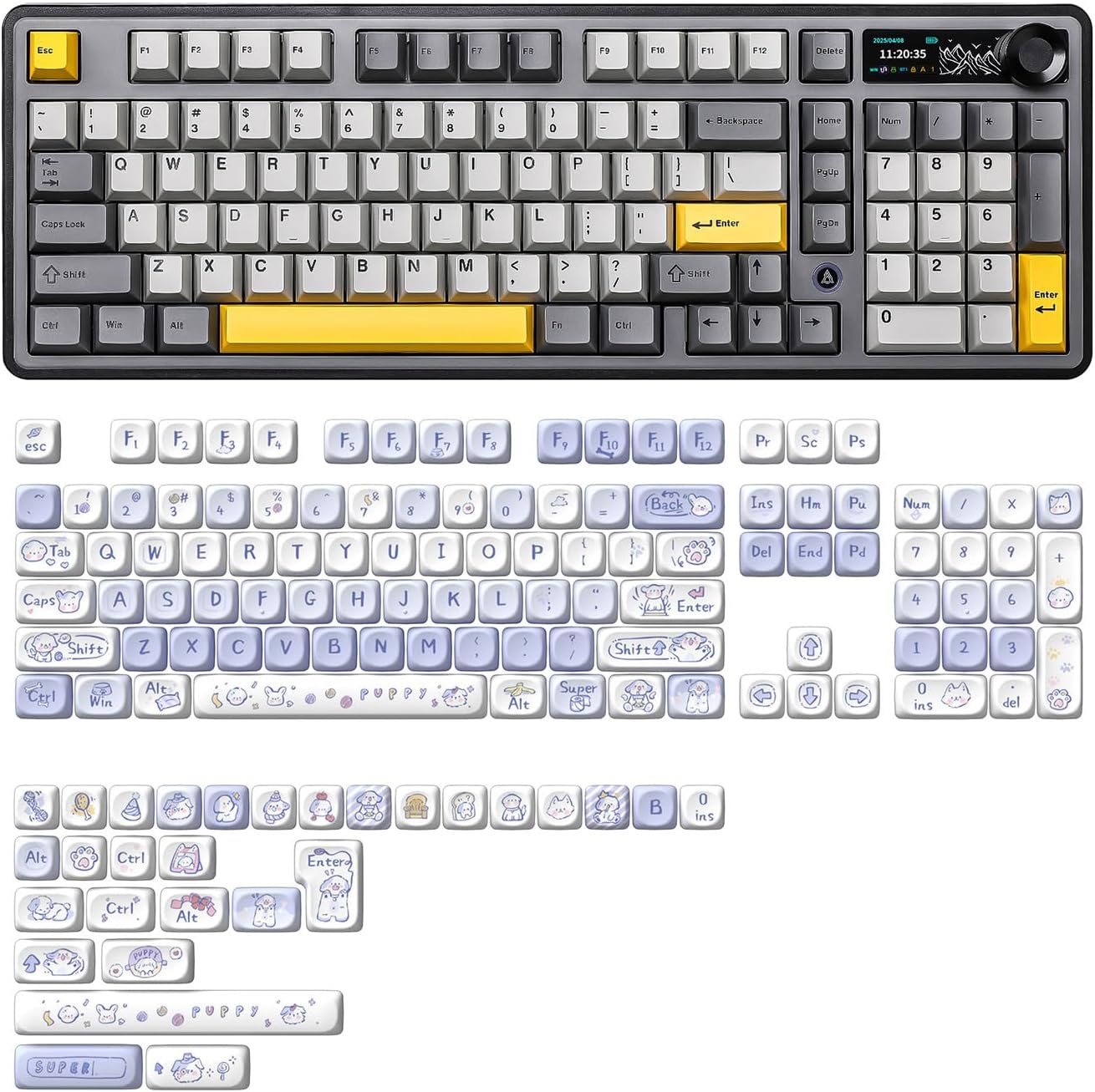 AJAZZ AK980 Wireless Keyboard with Smart Display & Knob,PBT Keycaps-MOA Highly Rounded Heat Sublimation