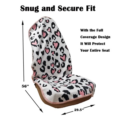 LoyaGour Car Seat Cover Protector Front Seats,for Gym Workout,Running,Swimming,Beach and Hiking,Waterproof Sweat Towel Bucket Seat Covers for Cars SUV Trucks (Leopard Print, 1Pcs)
