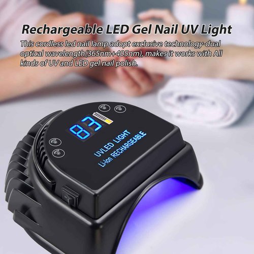 MINI LOP 64W Rechargeable Pro LED Gel Nail UV Light UV LED Nail Lamp Cordless Led Light for Nails(Black)