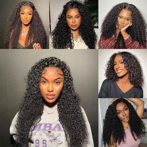 Wahairse Human Hair Bundles 1B Jerry Curly Bundles Natural Color Unprocessed Brazilian Virgin 3 Bundles Quick Weave Human Hair Extensions (1B# Jerry Curly, 22 24 26)