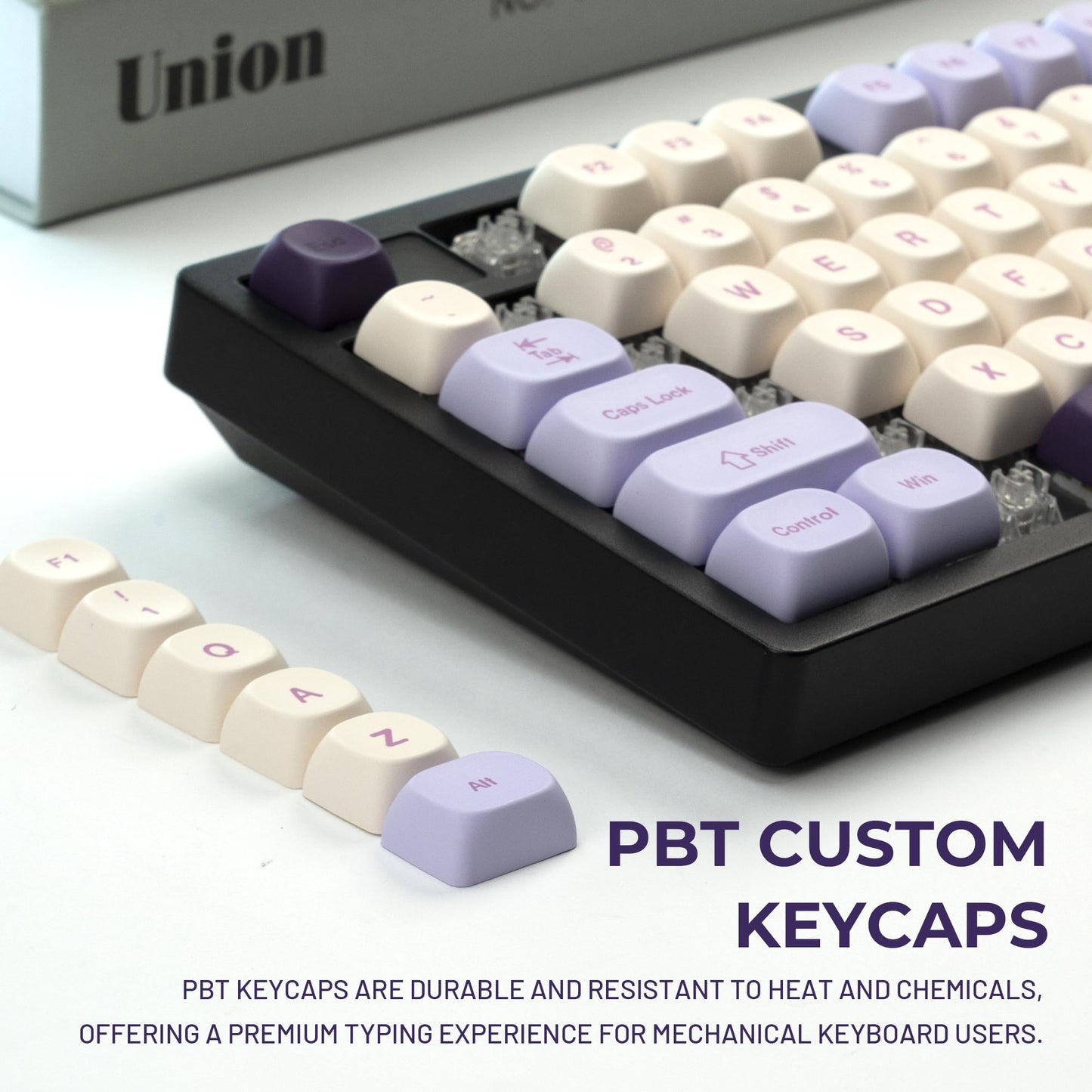 XVX MOA Profile Purple Grape Theme PBT Dye-Sub Keycaps, Custom Keycap Set for Mechanical Keyboards (Compatible with Cherry MX Switches, Purple & White Design)