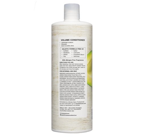 Enjoy Hair Care Holistic Volume Conditioner, pH 3.5-4.5, Hair Conditioner For Damaged Hair, Conditioner Curly Hair Products - 33 Fl Oz