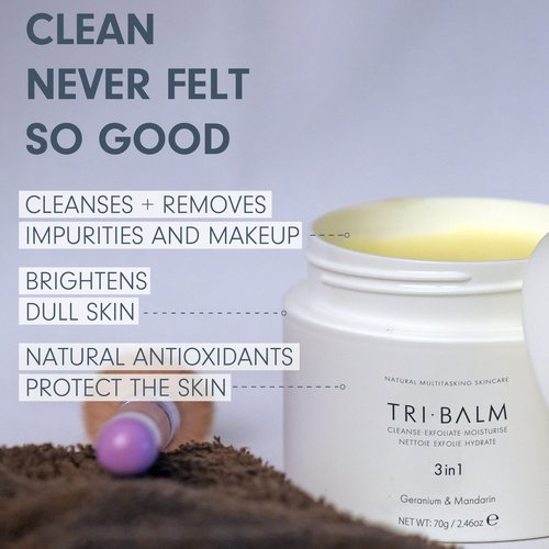 FORMULAE PRESCOTT | Tri-Balm 3 in 1 Facial Balm 70g Jar | Facial Cleanser, Facial Exfoliant, & Facial Moisturizer Jar| All Natural Skin Care (2.46 Oz)
