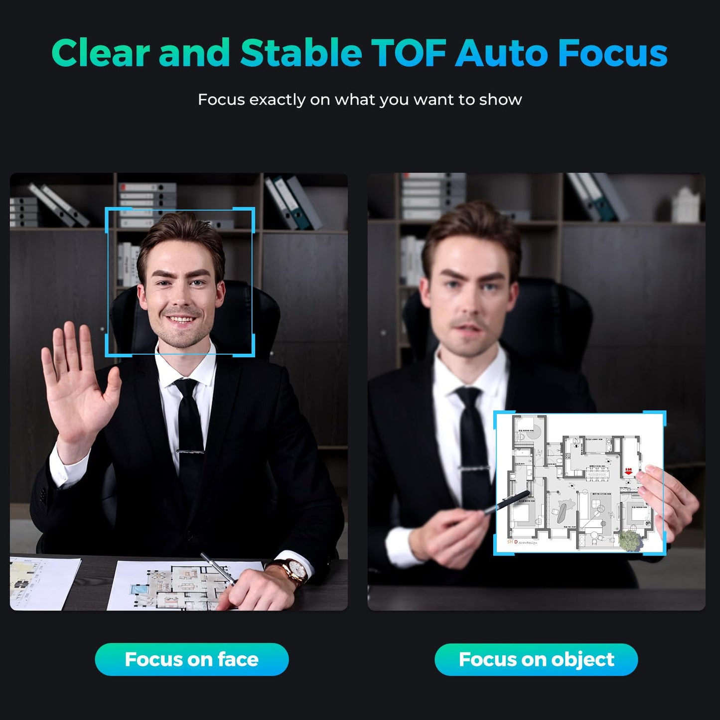 Angetube TrackCam 4K Webcam for PC/Mac - AI Tracking USB 3.0 Streaming Camera with Remote Control, Gesture Control, PTZ, HDR, Microphones, Web Camera for Desktop Computer, Laptop, Meeting, Video Call