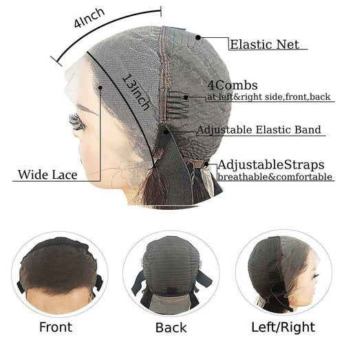 Body Wave Lace Front Wigs Human Hair Wide Lace 180 Density Human Hair Wigs 13x4 Human Hair Lace Front Wigs Pre Plucked 22 Inches Natural Color