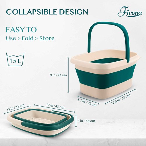 Fivona Foot Care Kit 4 in 1 - Foot Soak Blend with Epsom Salt, Tea Tree and Essential Oils - Collapsible Foot Soak Basin - 42% Urea Cream for Hard, Calloused Skin - Dual Action Foot File