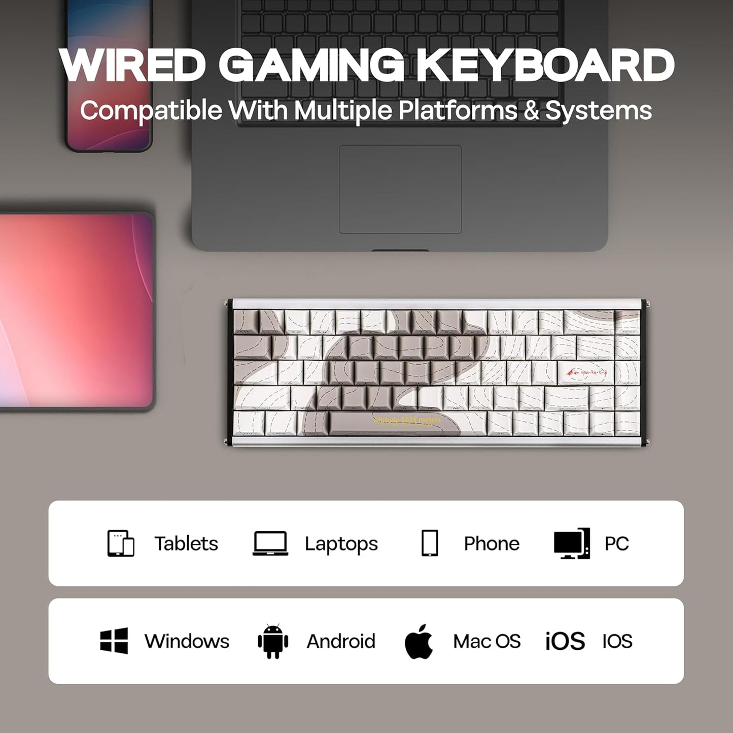 AJAZZ ALUX68 HE Aluminum Rapid Trigger Gaming Keyboard with Magnetic Switch, Wired Hall Effect Keyboard with 8K Polling Rate, 0.125ms Latency, RGB Backlight (Black Side-Printed, ALUX68)