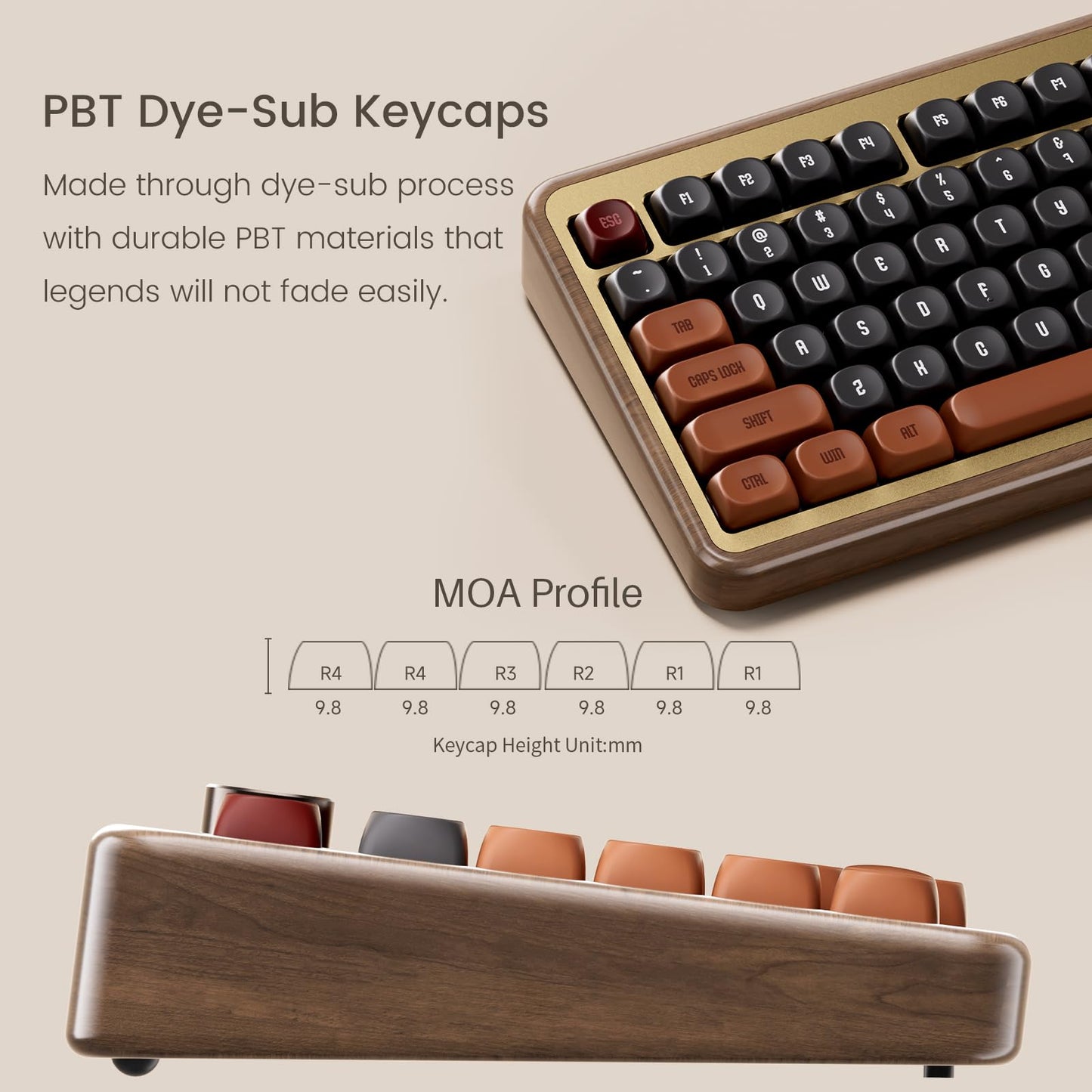 Akko MU02 Mechanical Keyboard with Walnut Wooden Case 75% RGB 2.4G Wireless/Bluetooth/Wired Hot-Swappable Gaming Keyboard with PBT Dye-Sub Keycaps for Mac & Win (Autumn, Rosewood Switch)