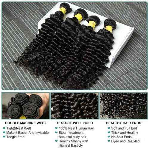 12A 3 Bundles Water Wave Human Hair (12 14 16 Inch) 100% Unprocessed Weave Brazilian Human Hair Bundles Full And Thick Virgin Hair Extensions Natural Color