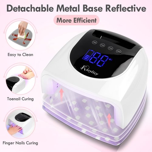 Kicylicy Nail Lamp,96W Professional Rechargeable Cordless UV LED Nail Lamp Nail Dryer with 42 Lamp Beads 4 Timer Setting Portable Handle Large Space Nail Lamps for Gel Polish