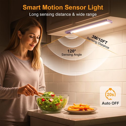 Gritin 10.2inch Under Cabinet Lighting Rechargeable -84 LED Super Bright,3-Color& 5 Level Brightness,4 Modes,Motion Sensor, Long Lasting- Easy Installation Magnetic Closet Lights -2 Pack-Mauve