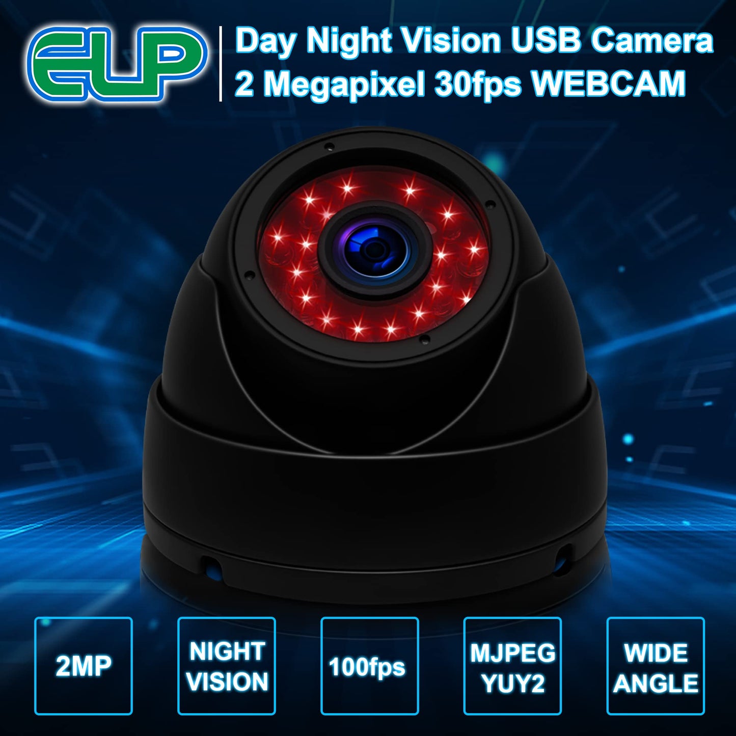 1080p Day Night Vision USB Camera IR Infrared Webcam with Dome Housing Home Surveillance CCTV PC Camera for Computer Mini UVC USB2.0 Waterproof USB with Camera Indoor Outdoor High Speed Camera