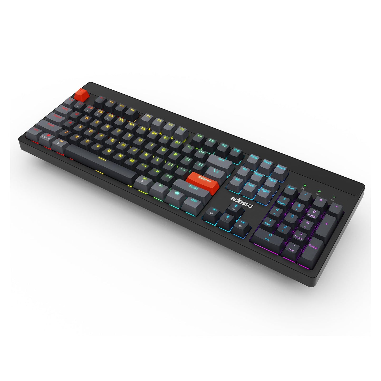 ADESSO Easytouch 1300 Mechanical Keyboard RGB Illuminated Hot Swappable Red Switches Wired Wireless Bluetooth Gaming Keyboard with Copilot AI Hotkey for Windows Mac