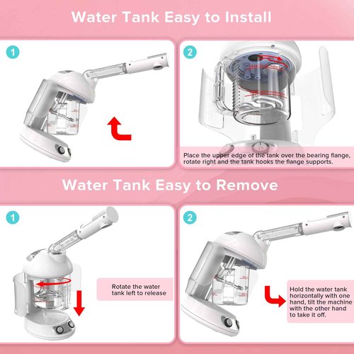 Portable Facial Steamer with Removable Water Cup, UV Ozone Nano Ionic Face Steamer for Facial Deep Cleaning, Unclogs Pores, Hydrating and Sinus Relief for Women Men Home SPA, Warm Mist