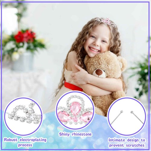 Jexine 32 Pieces Girls Princess Crown Girls Tiara Colorful Crystal Rhinestone Headpiece Glitter Crown Headband Princess Hair Accessories for Wedding Prom Costume Birthday Party