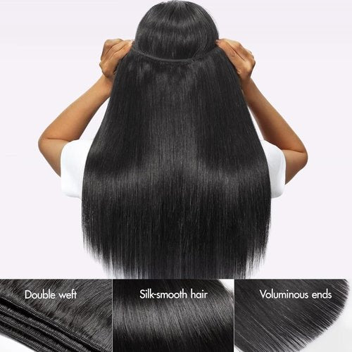 Human Hair Bundles Straight 3 Bundles Human Hair 20 22 24 Inch 100% Unprocessed 12A Brazilian Virgin Hair Weave Straight Human Hair Extensions