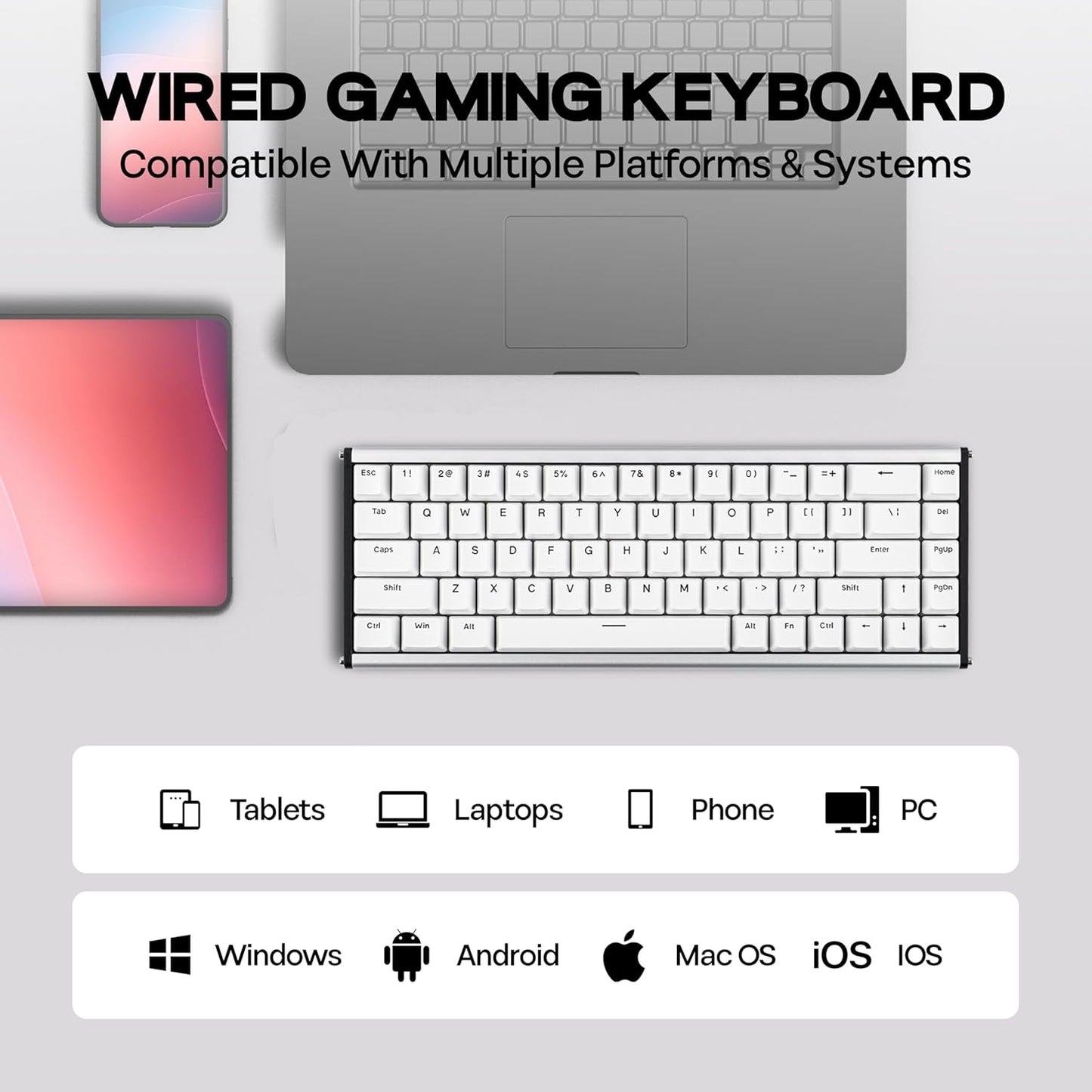 AJAZZ ALUX68 HE Aluminum Rapid Trigger Gaming Keyboard with Magnetic Switch, Wired Hall Effect Keyboard with 8K Polling Rate, 0.125ms Latency, RGB Backlight (Black Side-Printed, ALUX68)