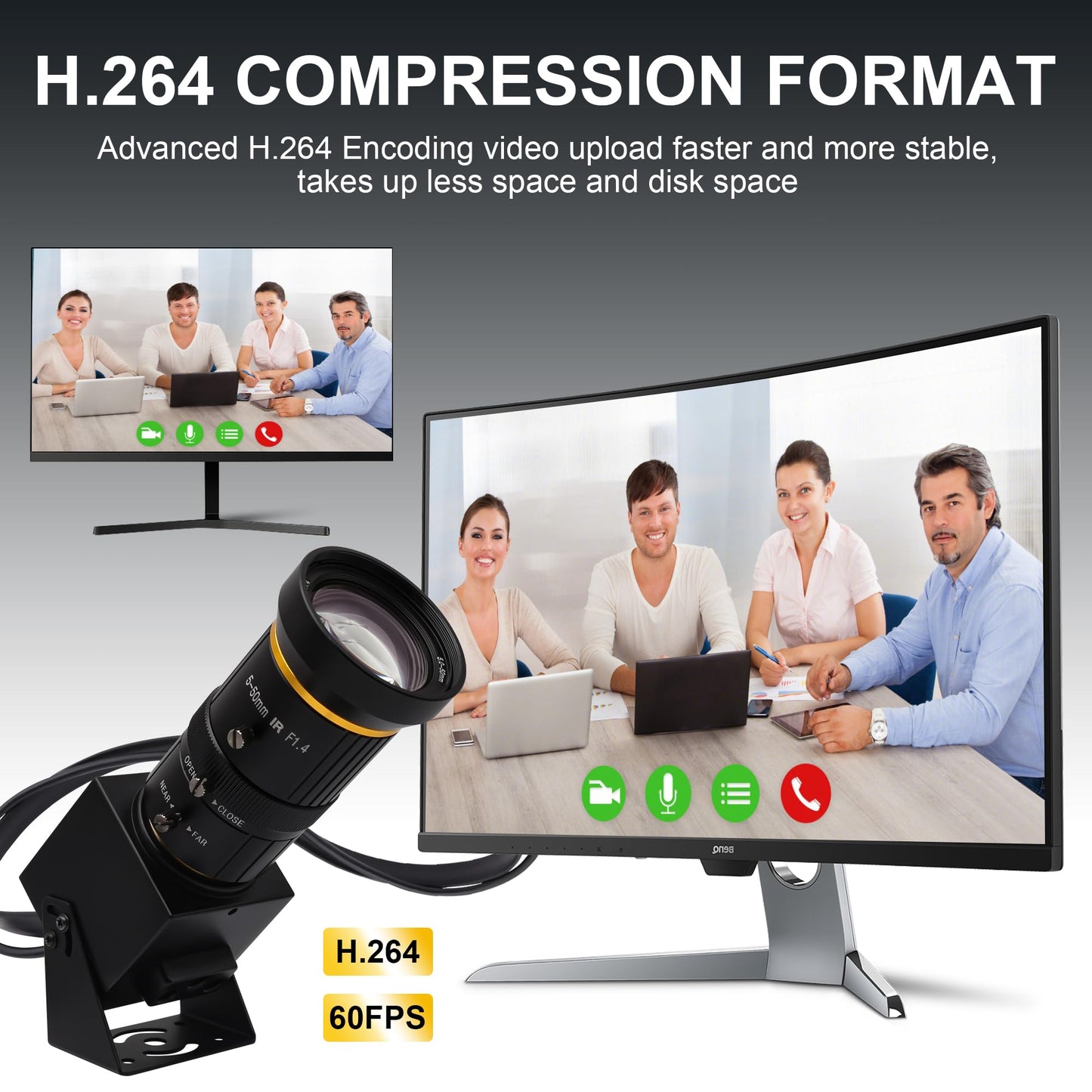 ALPCAM 4K HDMI USB Camera, 60fps High Speed USB3.0 Camera with CS-Mount 5-50mm Telephoto Lens, H.264 Zoom Digital Video Confereces Webcam for Windows Linux Android Mac OS