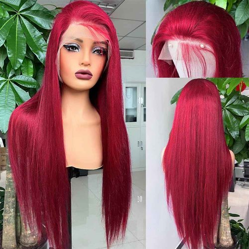 SOSATISFY 26 Inch 99J Burgundy Lace Front Wigs Human Hair 200 Density 13x4 HD Lace Front Wigs Straight Lace Wigs for Black Women Glueless Wig Pre Plucked Bleached Knots with Baby Hair