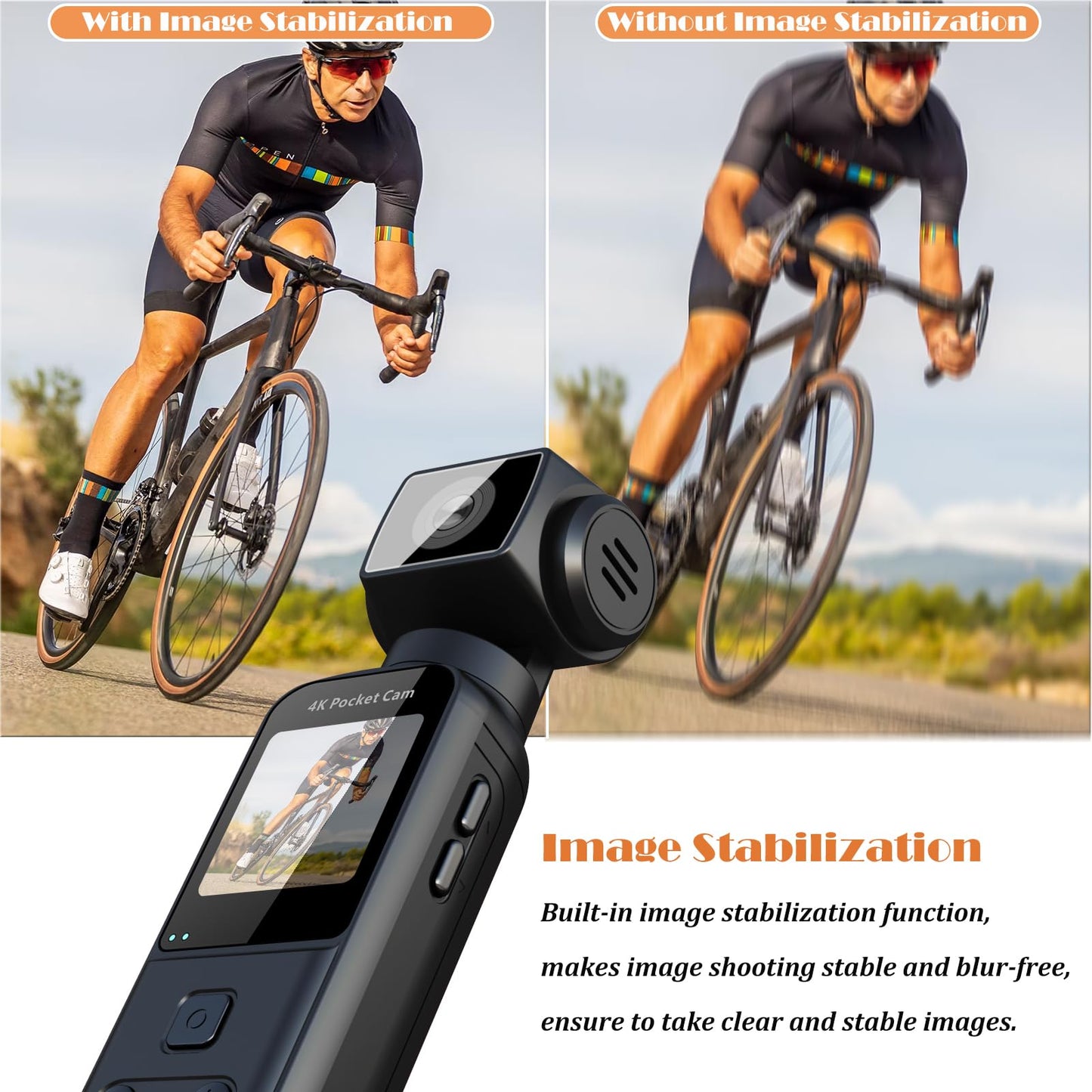 ZOMFOM 4K Body Camera with External Microphone, Mini Video & Audio Pocket Cam 270° Rotation Camera for Outdoor Sport, Bike, Travel, Police Law Enforcement, Personal Civilians, 64GB Included