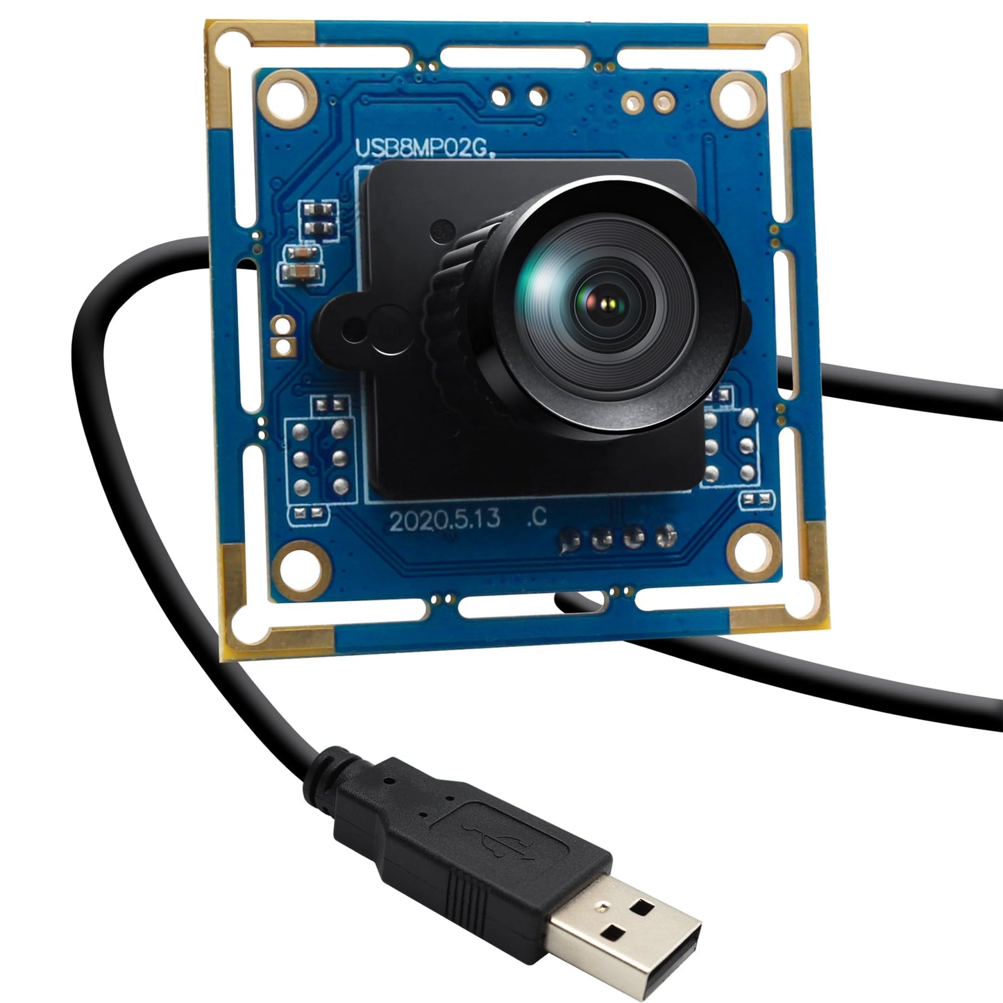 ALPCAM USB Camera Module 8MP No Distortion 75 Degree Lens Full HD 2448P Webcam,UVC Compliant Webcam for Windows/Linux/Mac,Embedded Camera for Industrial,Robot,3D Printer