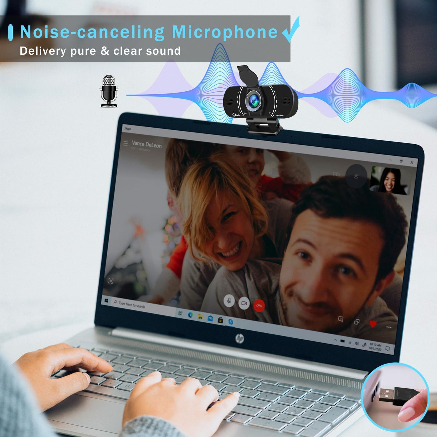 Akyta Web Camera for Laptop, 1080P Webcam with Noise-Canceling Microphone/Privacy Cover & Wide Angle 110°, USB Web Camera for Desktop Computer PC Mac Video Calling/Streaming/Zoom Conference