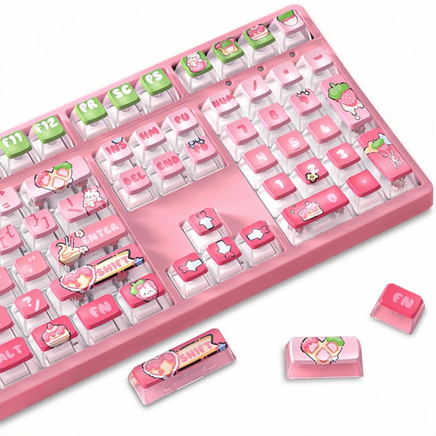ZMX Pudding Keycaps Set,Double Shot PBT Dye-Sub Custom Keycaps ASA Profile 116 Keys Cute Themed Transparent Backlit Keycaps for ANSI 100% 60% TKL Cherry MX Switch Mechanical Gaming Keyboard (04)