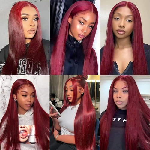 26 28 30 inch Red Human Hair Bundles Burgundy Straight 3 Bundles Human Hair 99J Burgundy Color