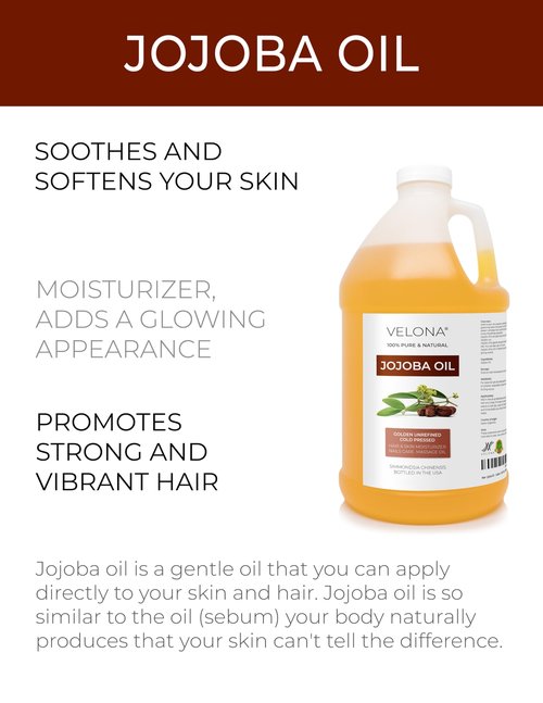 Jojoba Oil - 1 Gallon / 128 Fl Oz | 100% Pure and Natural | Golden, Unrefined, Cold Pressed, Hexane Free | Moisturizing Face, Hair, Body, Skin Care, Stretch Marks, Cuticles