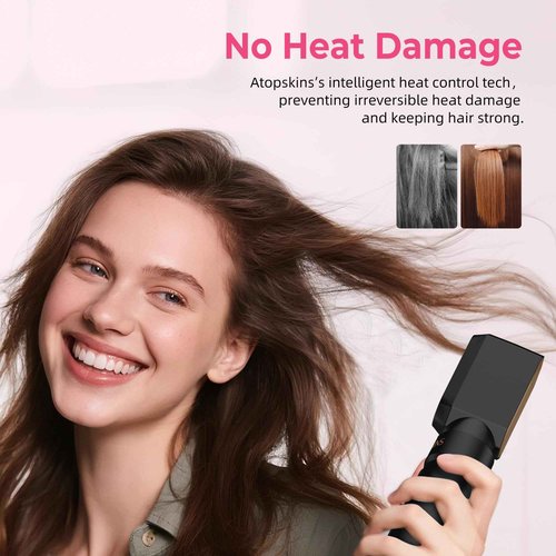 Atopskins 6 in 1 Blow Dryer Brush & Hot Air Brush, Negative Ion Hair Styler Set, 1000W Hot Air Styler for Auto Curling, Fast Drying, Straightening, Volumizing, Hair Styling Tools Gift for Women