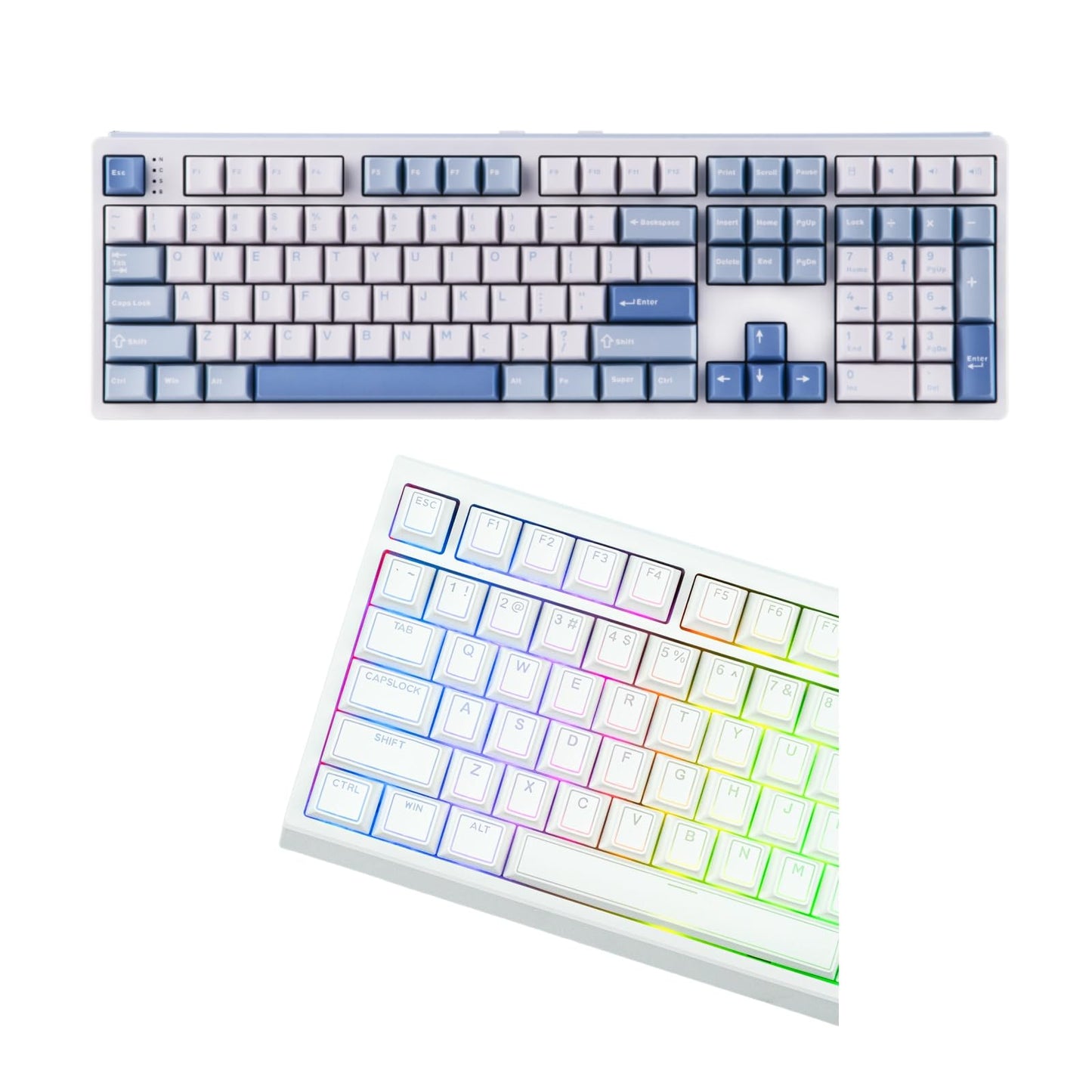 EPOMAKER TH108 Full Size Mechanical Keyboard+Glintrix PBT Shine Through Keycaps