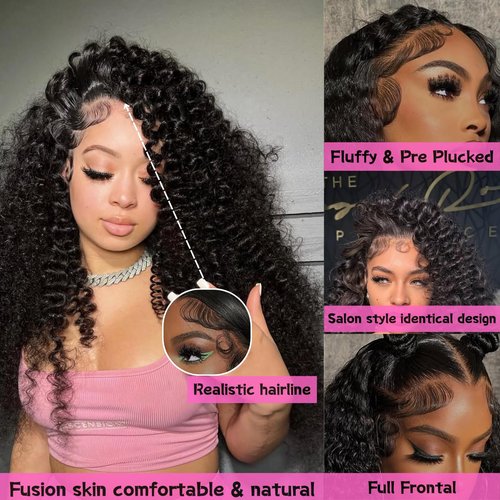 Umikisy 22 Inch Deep Wave Lace Front Wigs Human Hair 13x6 HD Lace Front Wigs Pre Plucked 200% Density Glueless Wigs with Baby Hair Deep Curly Wig for Women