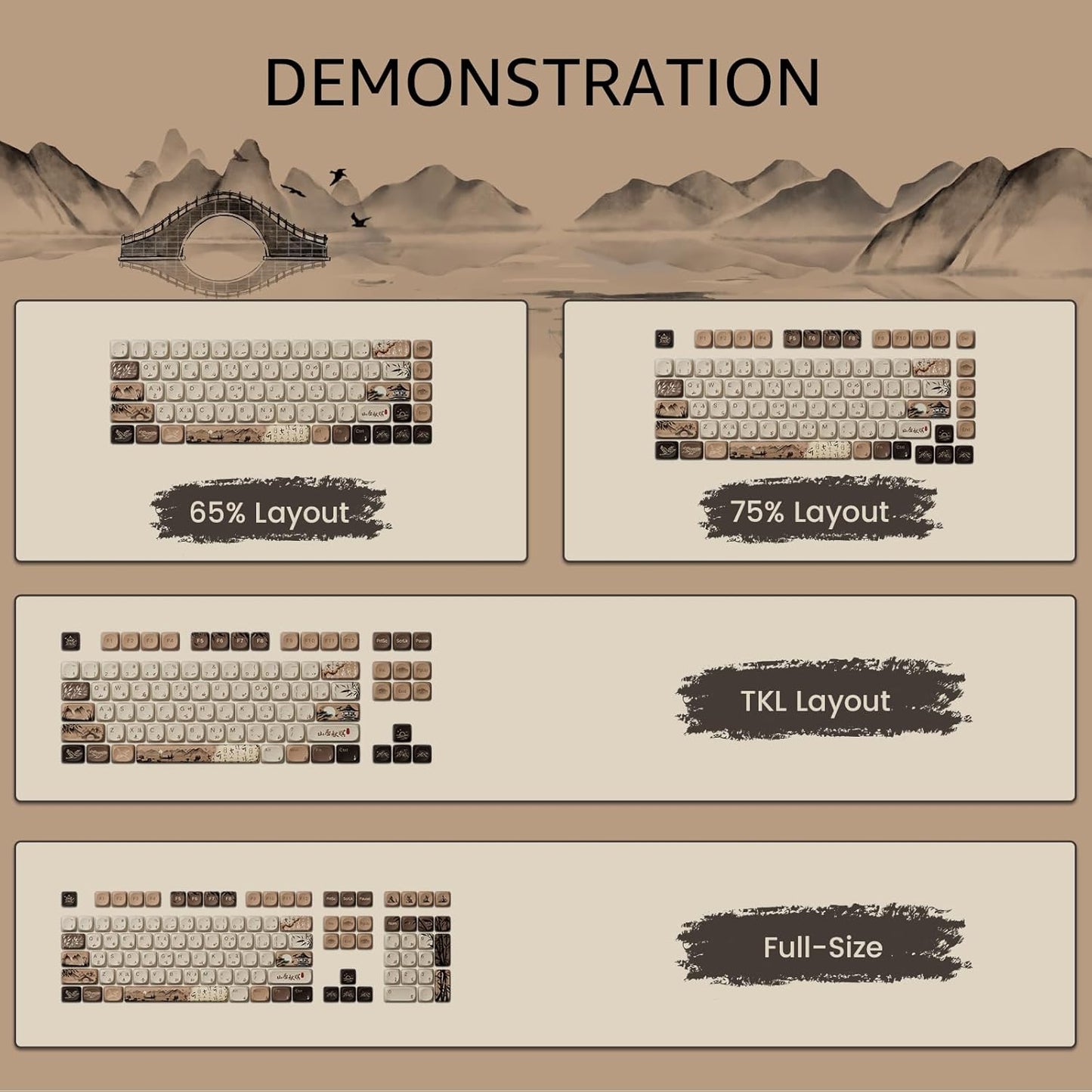 Akko PBT Keycaps Set, Mountain Seclusion MOA Profile 140-Key PBT Keycaps for Mechanical Keyboards