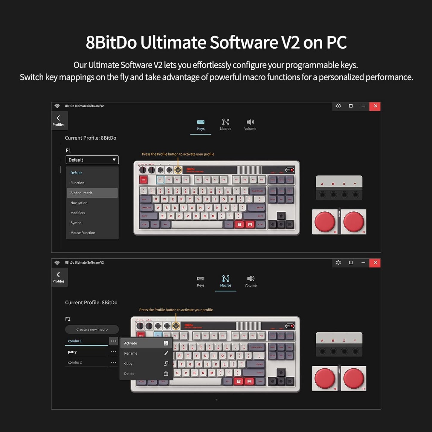 AKNES 8Bitdo Retro 18 Mechanical 2-in-1 PC Calculating Numpad, Bluetooth/2.4G/Wired for Windows and Android - Fami Edition