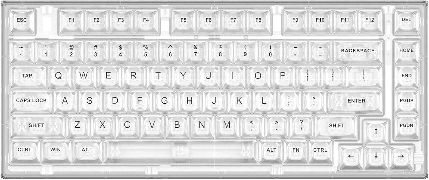 YUNZII X75 PRO 82 Key Wireless Hot Swappable Mechanical Gaming Keyboard with Transparent Keycaps,Gasket Mount,BT5.0/2.4G/USB-C for Windows/Mac(Kailh Jellyfish Switch, Wireless-White)