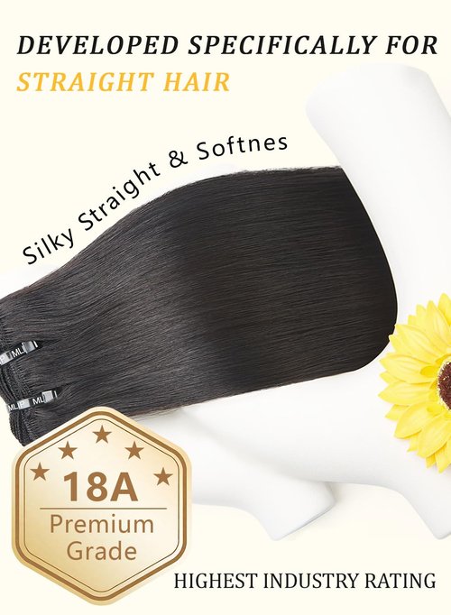 mlip Raw Indian Hair Bundle Straight, Enhanced Quality Bundle, 18A Virgin Hair 12 inches, No Tangle Shedding, Triple the Lifespan, Keep Texture Silky Soft After Multiple Washes, Natural Color